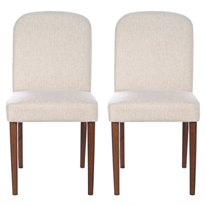 Minka Japandi Style Solid Wood Beige Fabric Upholstered Comfort Dining Chair