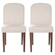 Minka Japandi Style Solid Wood Beige Fabric Upholstered Comfort Dining Chair