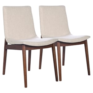 Praestigia Italian Style Solid Wood Linen Fabric Upholstered Chair in Beige