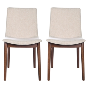 Praestigia Italian Style Solid Wood Linen Fabric Upholstered Chair in Beige