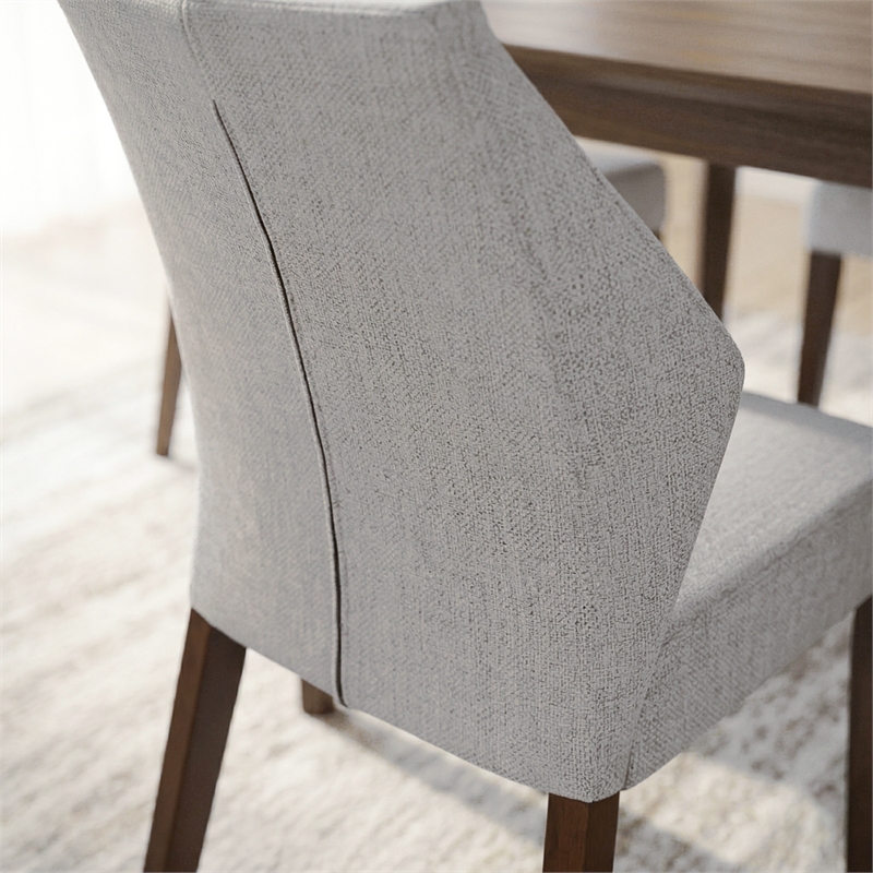 Mira Modern Solid Wood Linen Fabric Upholstered Comfort Dining Chair in Gray