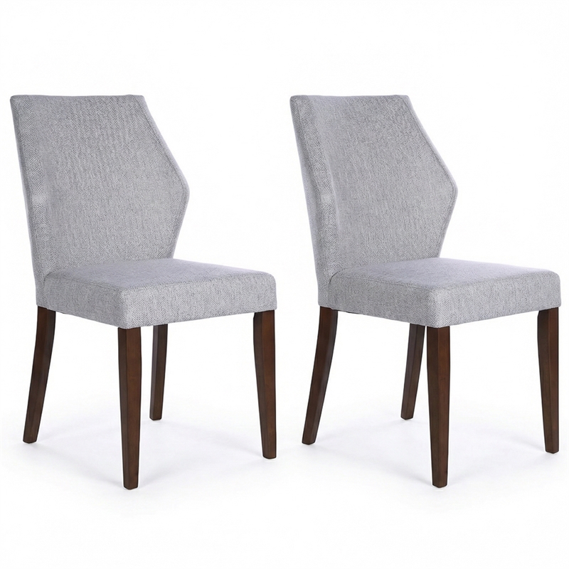 Mira Modern Solid Wood Linen Fabric Upholstered Comfort Dining Chair in Gray