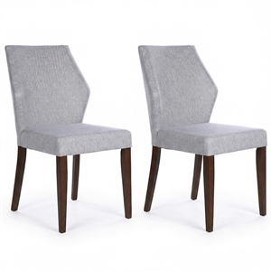 Mira Modern Solid Wood Linen Fabric Upholstered Comfort Dining Chair in Gray