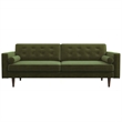 Kearney Mid-Century Tufted Tight Back Velvet Upholstered Sofa in Olive Green