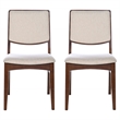 Nami Japandi Style Solid Wood Linen Fabric Upholstered Dining Chair in Beige