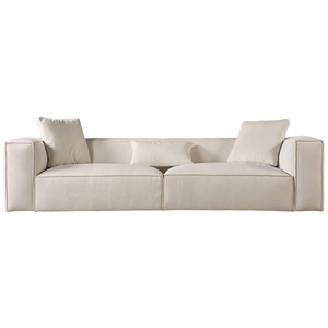 Mayville Modern Corduroy Velvet Upholstered 4- Seater Living Room Sofa in Cream