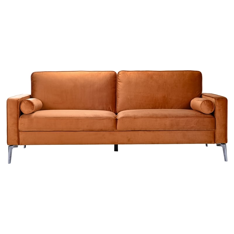 Dune Mid Century Modern Velvet Living Room Couch in Burnt Orange