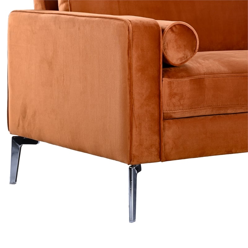 Dune Mid Century Modern Velvet Living Room Couch in Burnt Orange