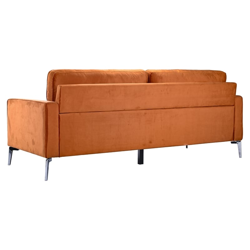 Dune Mid Century Modern Velvet Living Room Couch in Burnt Orange