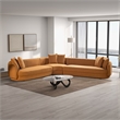 Asprey 3-Piece Symmetric Corner Fabric Sectional Sofa in Cognac Tan Boucle