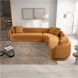 Asprey 3-Piece Symmetric Corner Fabric Sectional Sofa in Cognac Tan Boucle