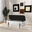 Alya Mid-Century Japandi Ivory Boucle Fabric Upholstered Storage Ottoman Bench