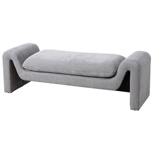 Katsumi 59&quot Wide Japandi Style Boucle Fabric Upholstered Luxury Bench in Gray