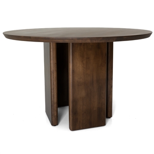 Ayane 47.2&quot Solid Wood Round Dining Table in Walnut