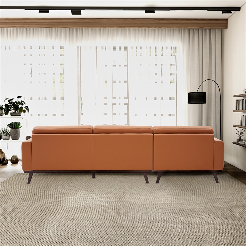Narvik Cognac Tan Leather Left-Facing Living Room Corner Sectional Sofa