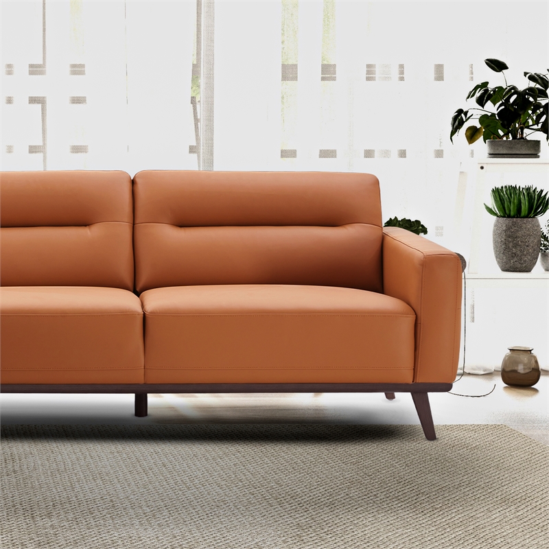 Narvik Cognac Tan Leather Left-Facing Living Room Corner Sectional Sofa