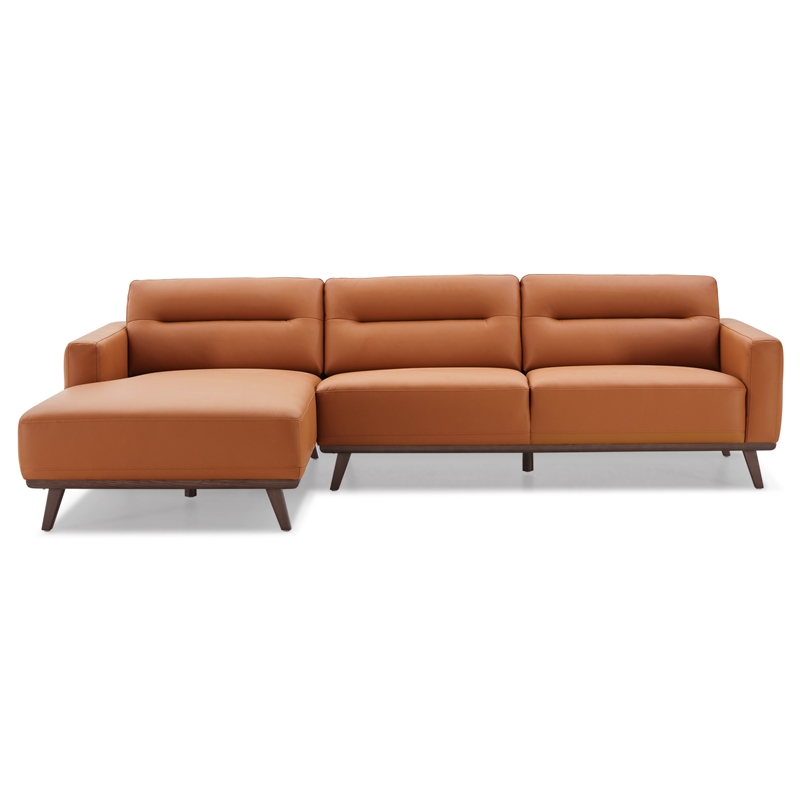 Narvik Cognac Tan Leather Left-Facing Living Room Corner Sectional Sofa