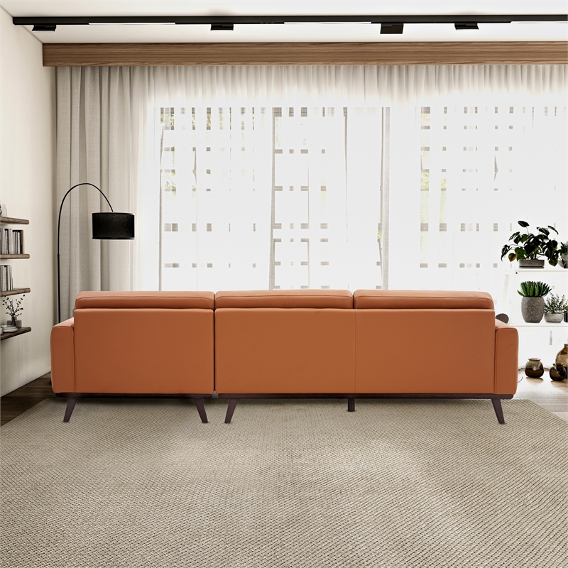 Narvik Cognac Tan Leather Right-Facing Living Room Corner Sectional Sofa