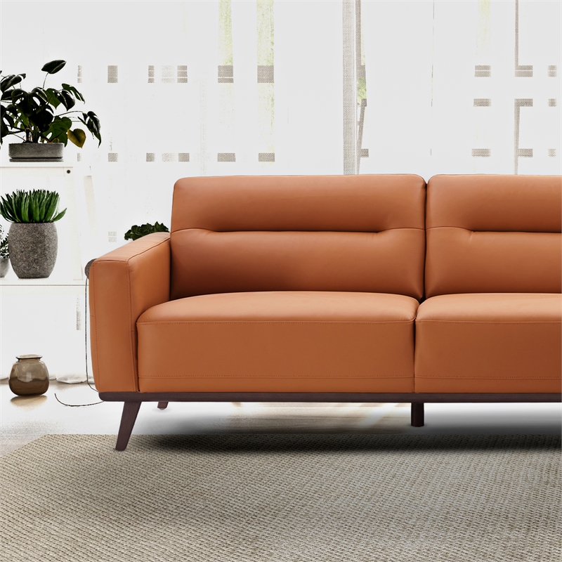 Narvik Cognac Tan Leather Right-Facing Living Room Corner Sectional Sofa