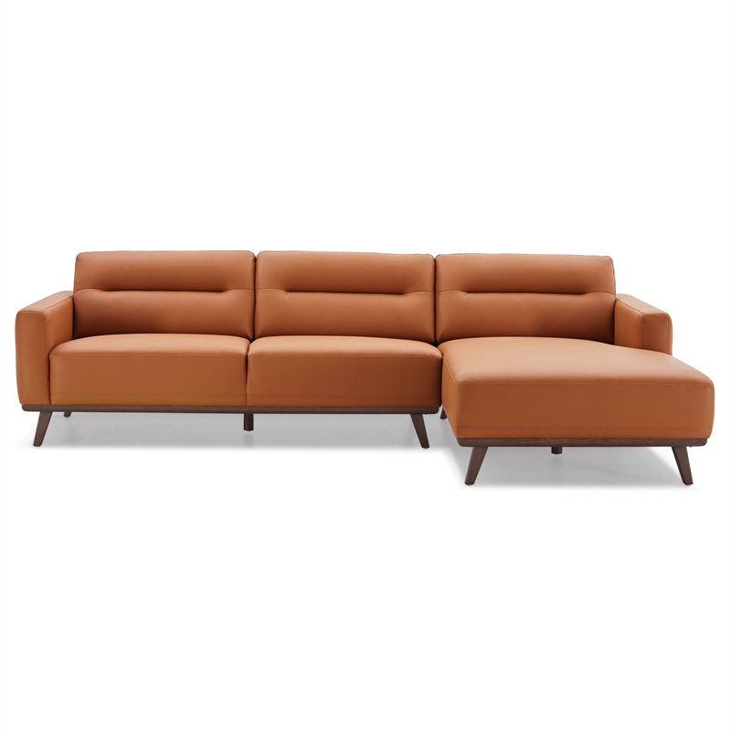 Narvik Cognac Tan Leather Right-Facing Living Room Corner Sectional Sofa