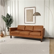 Hairo Mid-Century Modern Loose Back Genuine Cognac Tan Leather Sofa