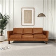Hairo Mid-Century Modern Loose Back Genuine Cognac Tan Leather Sofa