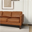 Hairo Mid-Century Modern Loose Back Genuine Cognac Tan Leather Sofa