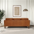 Hairo Mid-Century Modern Loose Back Genuine Cognac Tan Leather Sofa