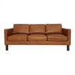 Hairo Mid-Century Modern Loose Back Genuine Cognac Tan Leather Sofa