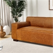 Welford Mid-Century Modern Genuine Cognac Tan Leather Tight Back Sofa