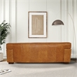 Welford Mid-Century Modern Genuine Cognac Tan Leather Tight Back Sofa