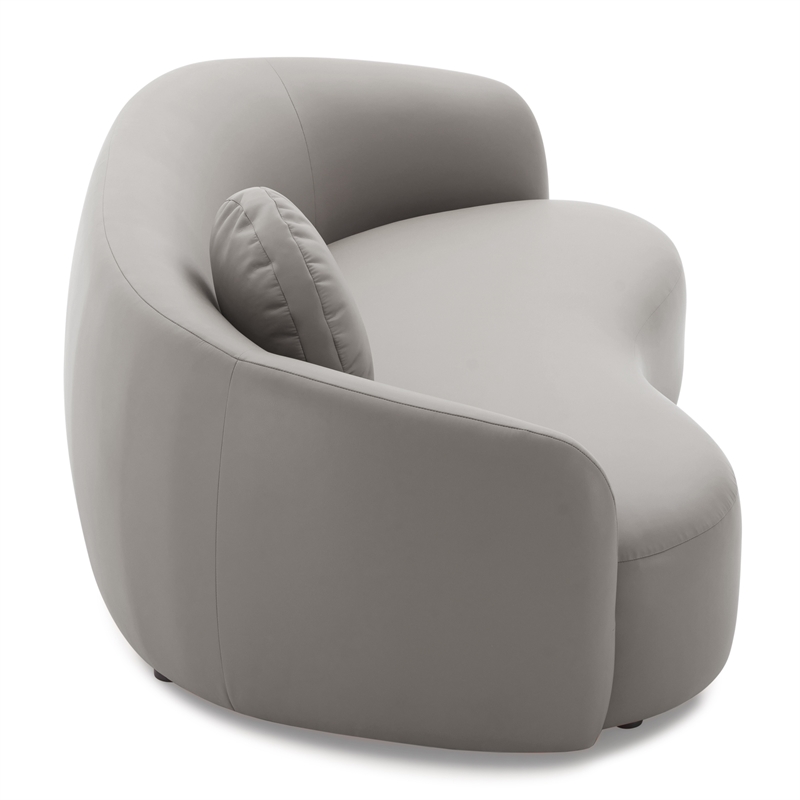 Elisa Mid Century Modern Living Room Soft Leather Curvy Sofa in Gray