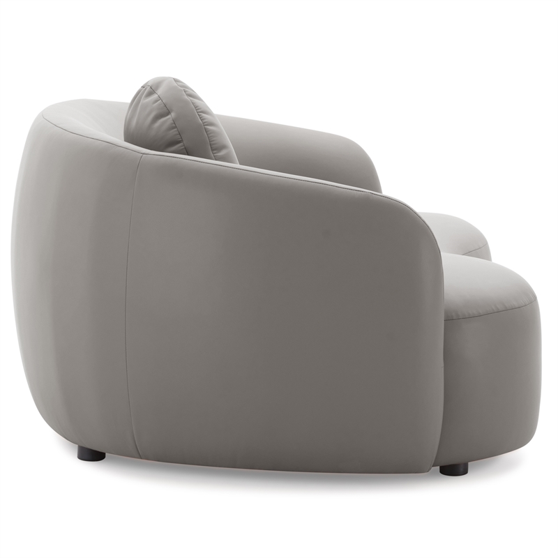 Elisa Mid Century Modern Living Room Soft Leather Curvy Sofa in Gray