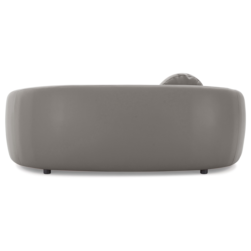Elisa Mid Century Modern Living Room Soft Leather Curvy Sofa in Gray