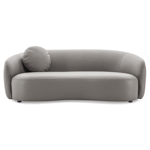 Elisa Mid Century Modern Living Room Soft Leather Curvy Sofa in Gray