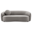Elisa Mid Century Modern Living Room Soft Leather Curvy Sofa in Gray