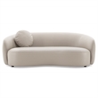 Elisa Mid Century Modern Living Room Soft Leather Curvy Sofa in Cream