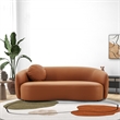 Elisa Mid Century Modern Living Room Soft Leather Curvy Sofa in Cognac Tan