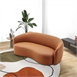 Elisa Mid Century Modern Living Room Soft Leather Curvy Sofa in Cognac Tan
