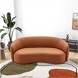 Elisa Mid Century Modern Living Room Soft Leather Curvy Sofa in Cognac Tan