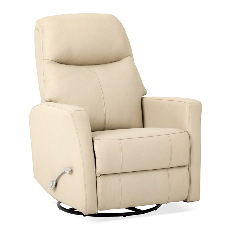 Madewell Genuine Leather Swivel Gliding Recliner in Beige