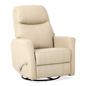 madewell genuine leather swivel gliding recliner in beige