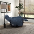Adalyn Microsuede Fabric Linen Swivel Gliding Recliner in Midnight Blue