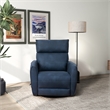 Adalyn Microsuede Fabric Linen Swivel Gliding Recliner in Midnight Blue