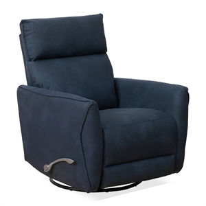 adalyn microsuede fabric linen swivel gliding recliner in midnight blue