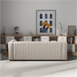 Rica Mid Century Modern Style Tuxedo Arm Velvet Living Room Sofa in Cream