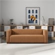 Rica Mid Century Modern Style Tuxedo Arm Velvet Living Room Sofa in Mocha