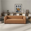Rica Mid Century Modern Style Tuxedo Arm Velvet Living Room Sofa in Mocha