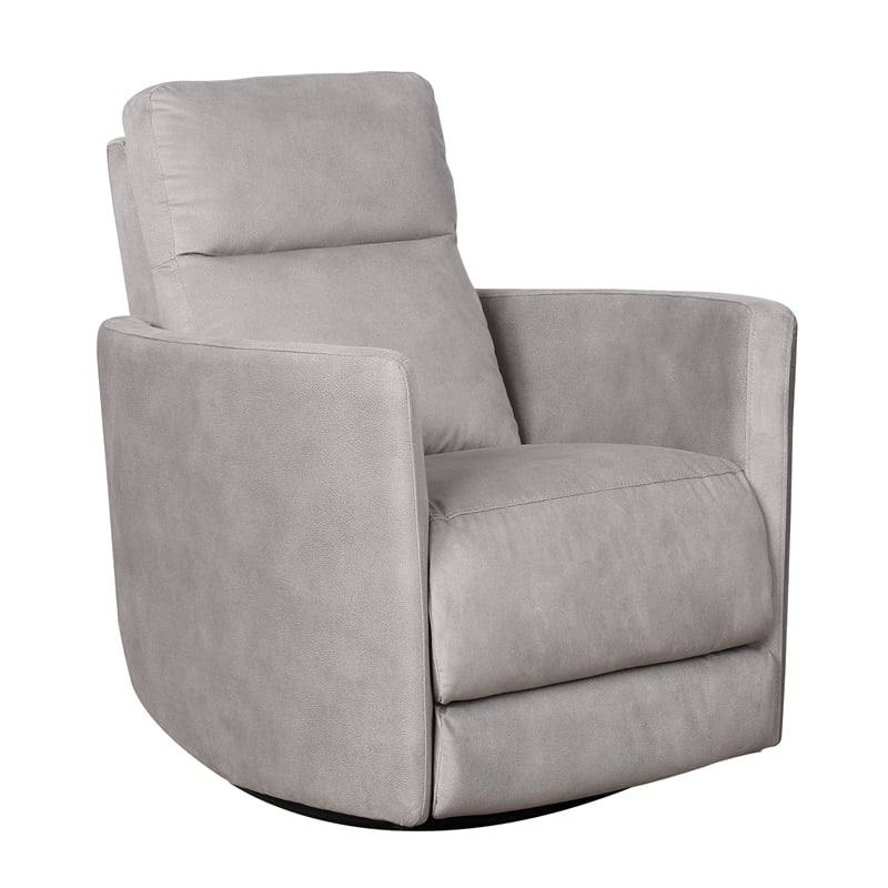 Tenley Microsuede Fabric Linen Swivel Gliding Power Recliner in Latte