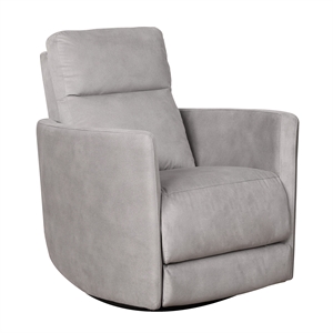 tenley microsuede fabric linen swivel gliding power recliner in latte